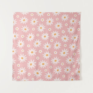 Daisy flowers seamless pattern. Floral backgrounda Tapestry