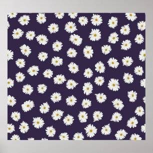 Daisy flowers: small, seamless pattern. poster