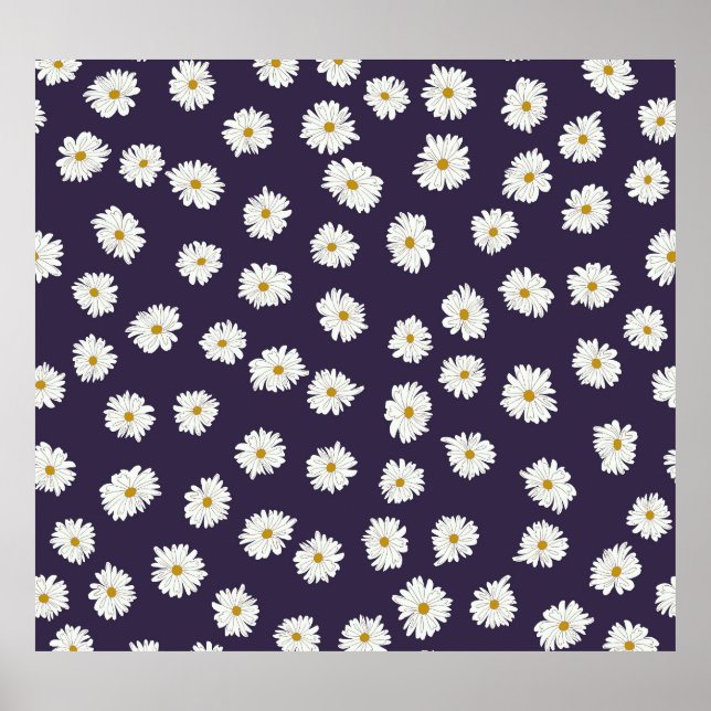Daisy flowers: small, seamless pattern. poster (Front)