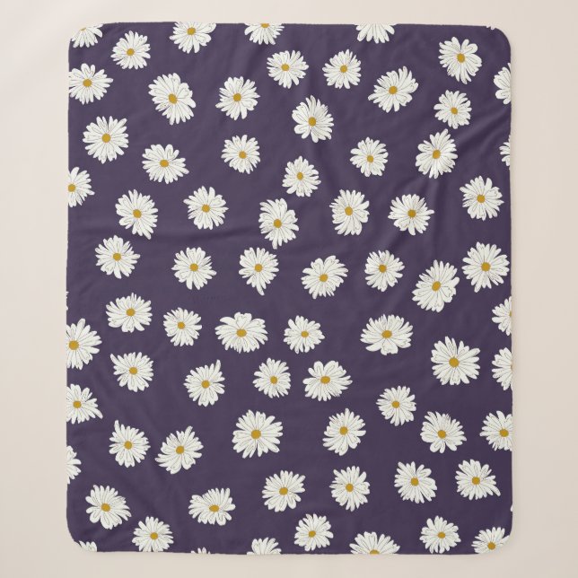 Daisy flowers: small, seamless pattern. sherpa blanket (Front)