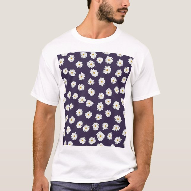 Daisy flowers: small, seamless pattern. T-Shirt (Front)
