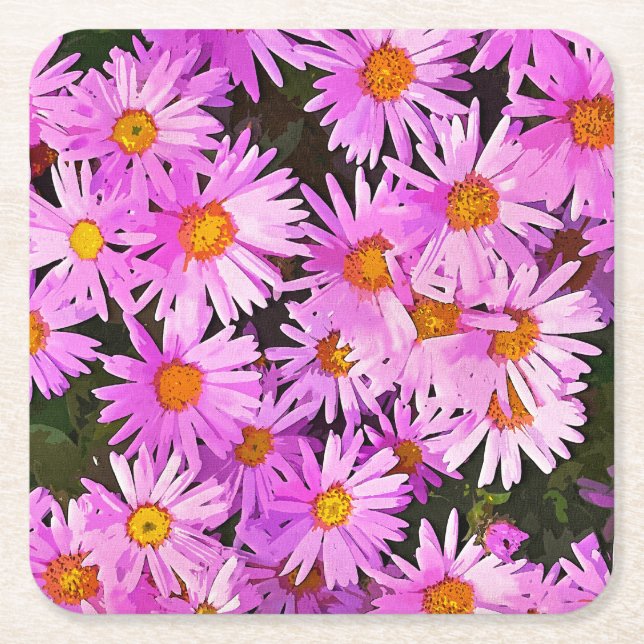 DAISY FLOWERS SQUARE PAPER COASTER (Front)