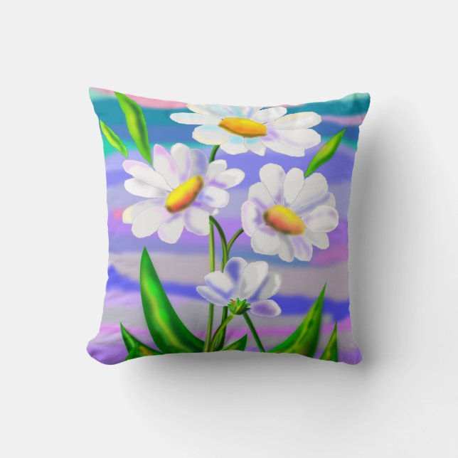 Daisy Flowers Throw Pillow (Front)