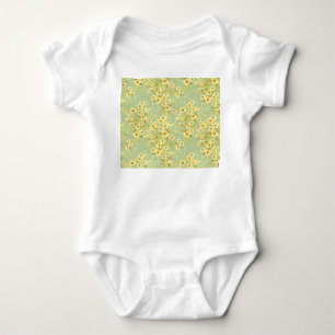 Daisy Flowers: Watercolor Dark Seamless. Baby Bodysuit