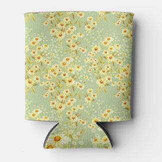 Daisy Flowers: Watercolor Dark Seamless. Can Cooler