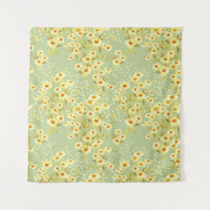 Daisy Flowers: Watercolor Dark Seamless. Tapestry