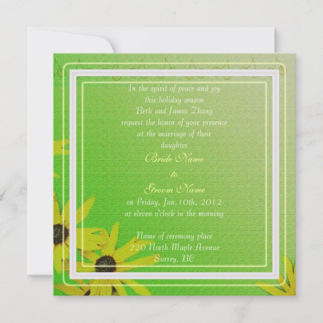 daisy flowers wedding invitation, bride's parents invitation (Front)