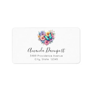 Daisy Flowers with a Beautiful Butterfly Address Label
