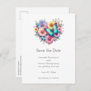 Daisy Flowers with a Beautiful Butterfly Announcement Postcard