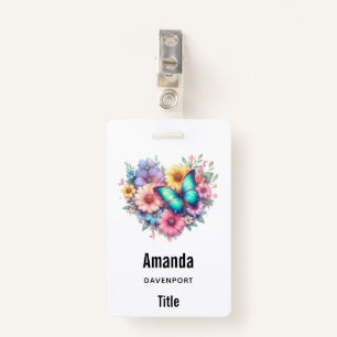 Daisy Flowers with a Beautiful Butterfly ID Badge