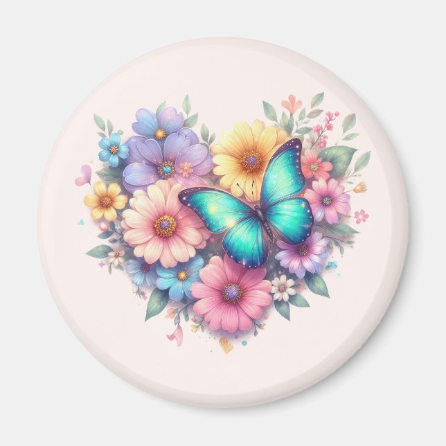Daisy Flowers with a Beautiful Butterfly Magnet (Front)