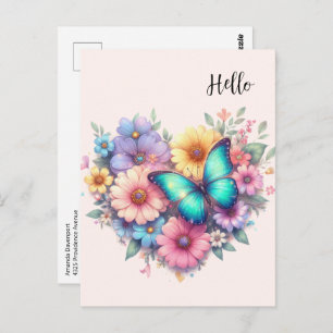 Daisy Flowers with a Beautiful Butterfly Postcard
