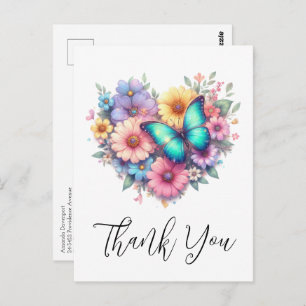 Daisy Flowers with a Beautiful Butterfly Thank You Postcard