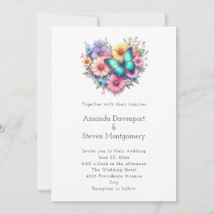 Daisy Flowers with a Beautiful Butterfly Wedding Invitation