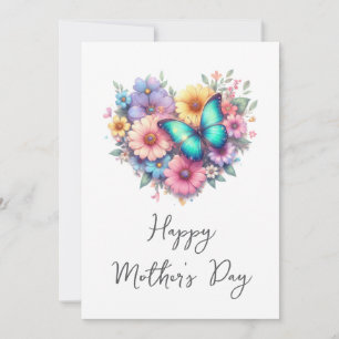 Daisy Flowers with a Blue Butterfly Mother's Day Holiday Card
