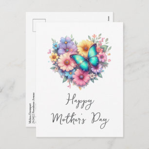 Daisy Flowers with a Blue Butterfly Mother's Day Holiday Postcard