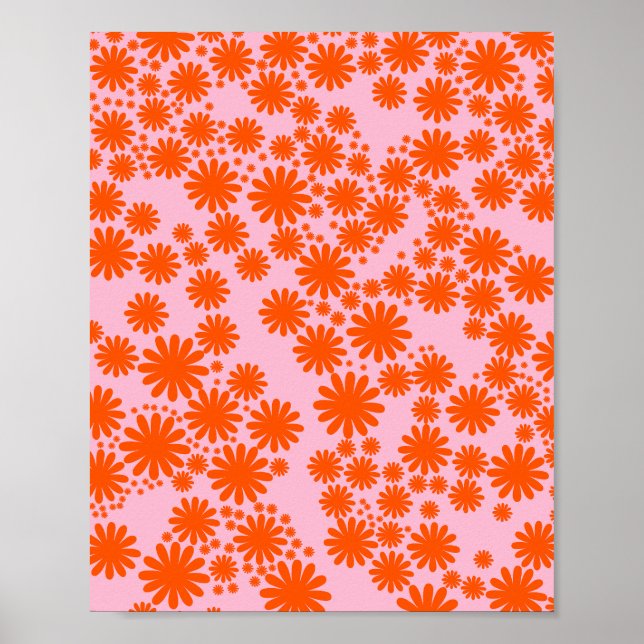 Daisy Garden 03 Orange And Pink Poster (Front)