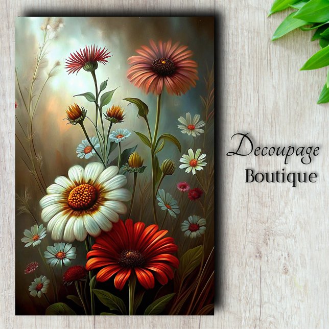 Daisy Garden At Dusk Decoupage Tissue Paper (Daisy Garden At Dusk Decoupage Tissue Paper)