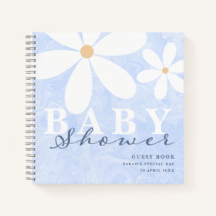 Daisy Garden Baby Shower Dusty Blue Guest Book