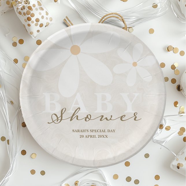 Daisy Garden Baby Shower Gender Neutral Paper Plate (Creator Uploaded)