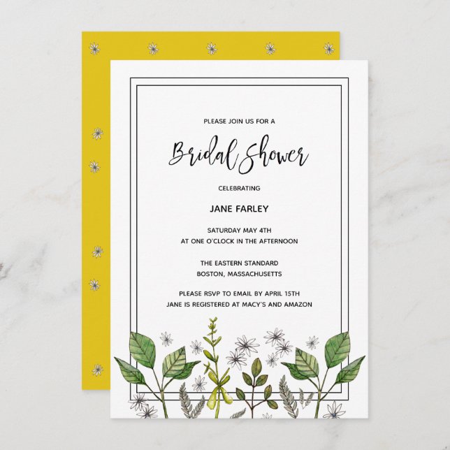 Daisy Garden Bridal Shower Invitation (Front/Back)