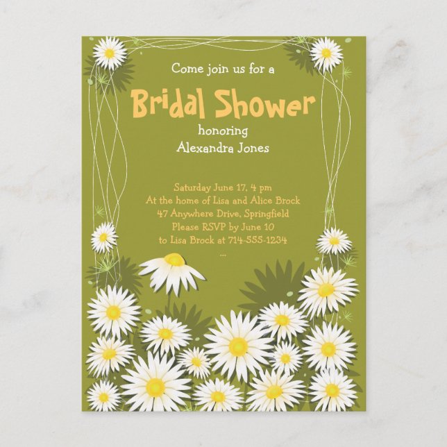 Daisy Garden Bridal Shower Party Invitation (Front)