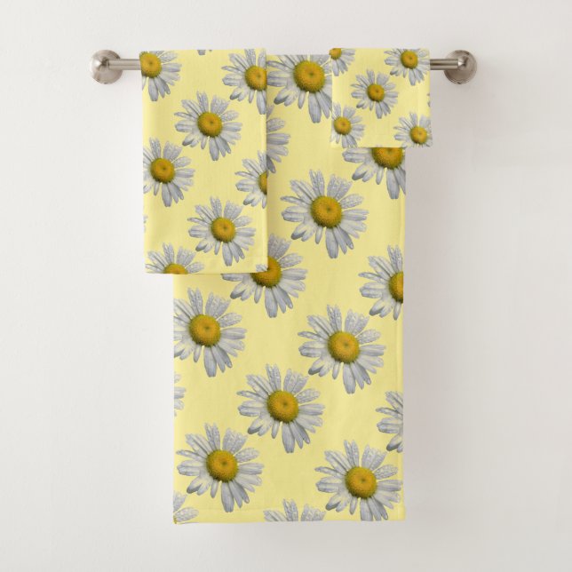 Daisy Garden Flowers Yellow Floral Towel Set (Insitu)