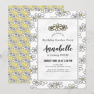 Daisy Garden Party White Birthday Invitation