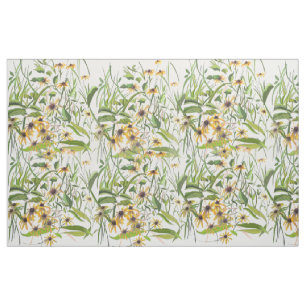 Daisy Garden Yellow and Green Fabric