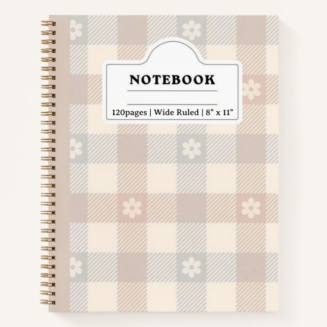 Daisy Gingham Spiral Notebook (Front)