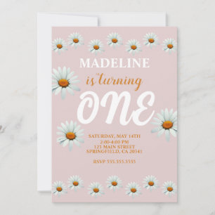 Daisy Girls 1st Birthday Party  Invitation