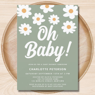 Daisy Green Baby Shower Invitation