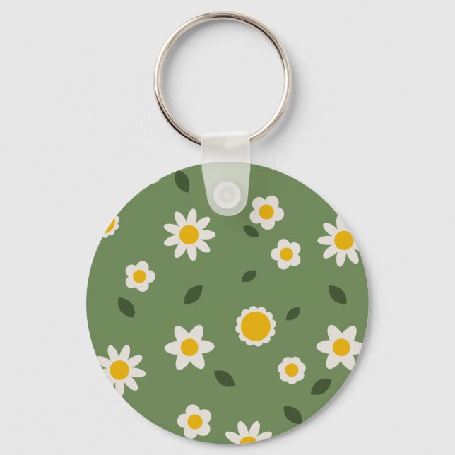 DAISY GREEN - Floral Key Ring Love You Lots (Front)