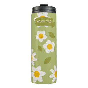 Daisy Green Floral Thermal Tumbler