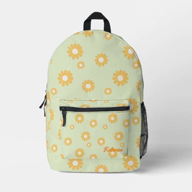 Daisy Green Printed Backpack (Front)