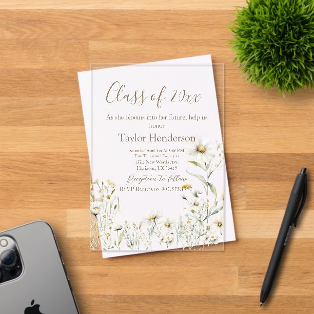Daisy Greenery Graduation Invitation (Insitu (Invitation Card))