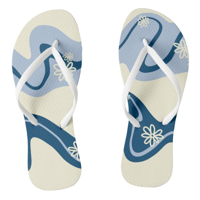 Daisy Groove - Dark Blue, Light Blue and Cream Jandals (Footbed)