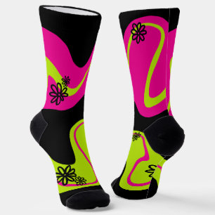 Daisy Groove in Lime Green, Hot Pink and Black Socks