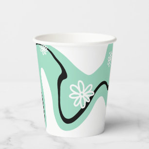 Daisy Groove in Mint Green, Black and White Paper Cups