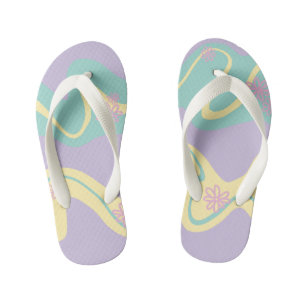 Daisy Groove Pastel Pink, Yellow, Purple & Green Kid's Jandals