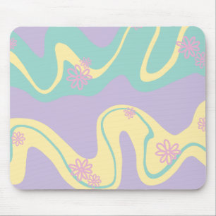 Daisy Groove Pastel Pink, Yellow, Purple & Green Mouse Pad