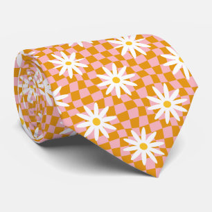 Daisy Groovy Retro Chequerboard, Y2K 90s Tie