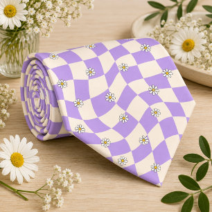 Daisy Groovy Retro Chequerboard, Y2K 90s Tie