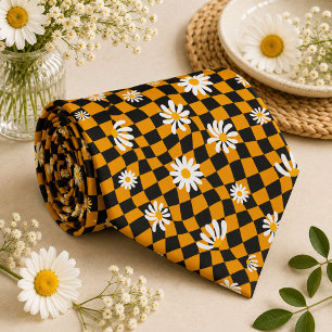Daisy Groovy Retro Chequerboard, Y2K 90s Tie