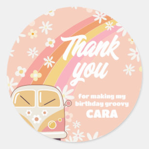 Daisy Groovy Two Birthday Party Classic Round Sticker