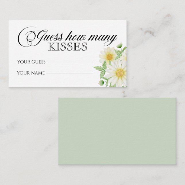 Daisy guess how many kisses bridal game enclosure card (Front/Back)