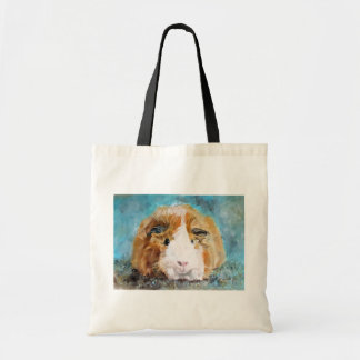 Daisy guinea pig oil painting tote bag
