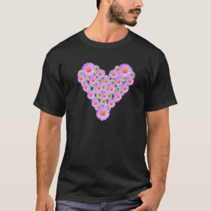 Daisy Heart Daisy Flower Pink Floral Pattern T-Shirt