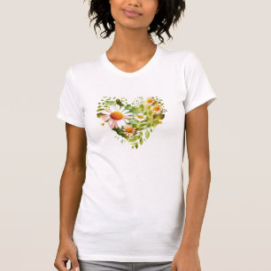 Daisy Heart-Shaped Wreath Simple Elements T-Shirt