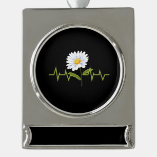 Daisy Heartbeat Silver Plated Banner Ornament